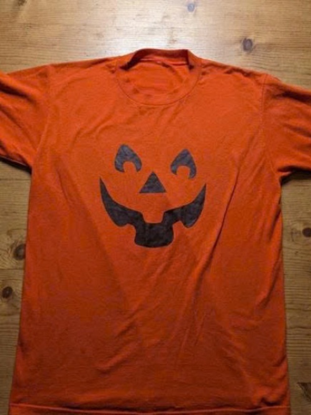 Halloween shirt , Orange Short Sleeve Tee with Black Jack-O'-Lantern Face